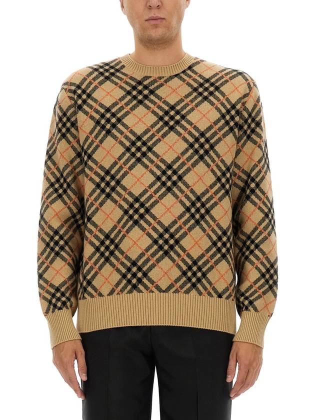 Check Cashmere Knit Top Sand - BURBERRY - BALAAN 2