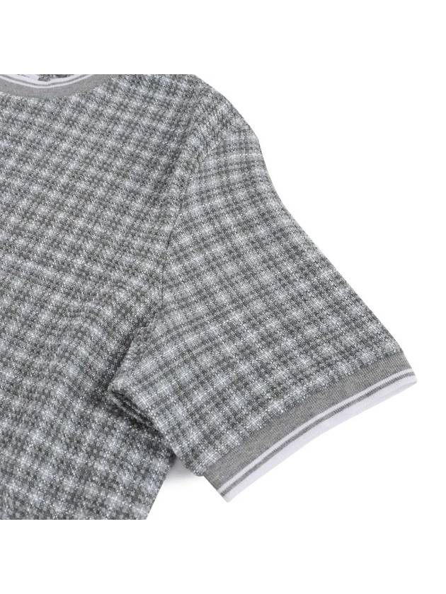 Check Tweed Crewneck Short Dress Grey - THOM BROWNE - BALAAN 5