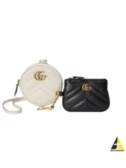 GG Marmont Coin Wallet Keyholder Set Black White - GUCCI - BALAAN 2