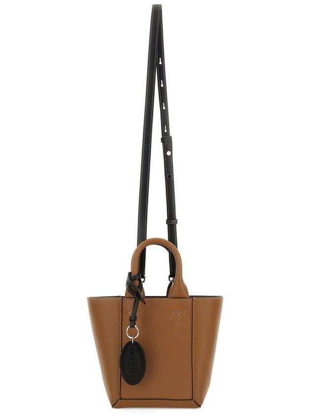 Double Up Leather Tote Bag Brown - TOD'S - BALAAN 3