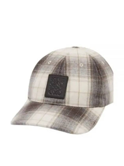 Patch Tartan Wool Ball Cap Brown Ecru - LOEWE - BALAAN 2