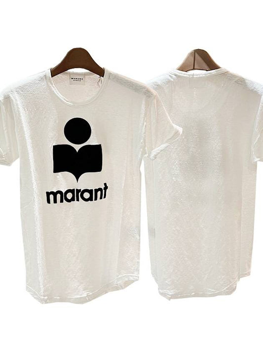 Koldi Logo Linen Short Sleeve T-Shirt White - ISABEL MARANT ETOILE - BALAAN 2