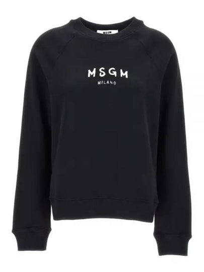 Brushed Logo Print Cotton Sweatshirt Black - MSGM - BALAAN 2