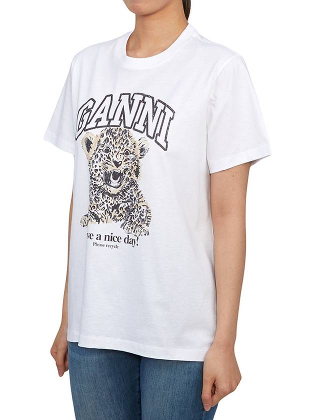 Logo Print Crew Neck Short Sleeve T Shirt White - GANNI - BALAAN 3