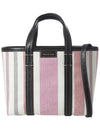 Barbes East West Raffia Striped Shopper Tote Bag Pink - BALENCIAGA - BALAAN 2