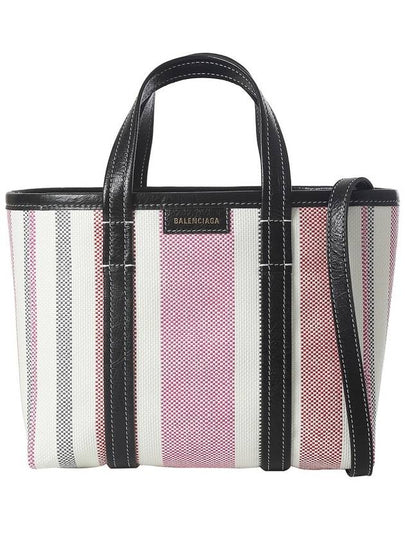 Barbes East West Raffia Striped Shopper Tote Bag Pink - BALENCIAGA - BALAAN 2