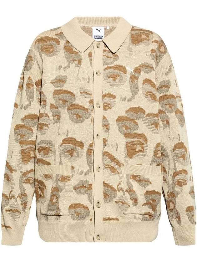 Eyes Print Knit Cardigan Beige - PUMA - BALAAN 1