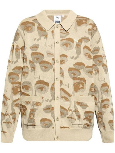 Eyes Print Knit Cardigan Beige - PUMA - BALAAN 1