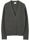 V-Neck Knit Cardigan Grey - BURBERRY - BALAAN 1