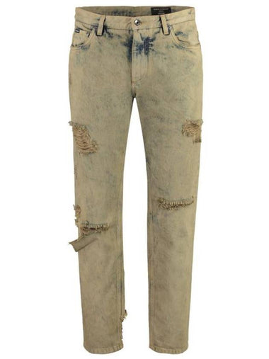 Denim Straight Pants GYJDADG8JQ7 S9001 BEIGE - DOLCE&GABBANA - BALAAN 1