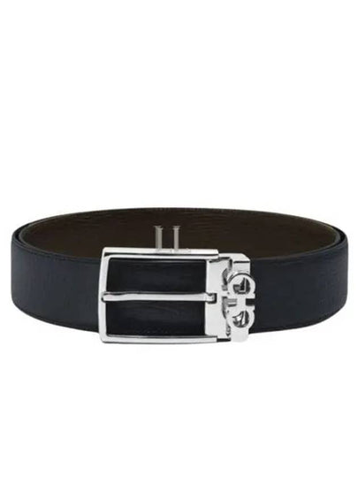 Gancini Reversible Adjustable Leather Belt Midnight Blue Testa Di Moro - SALVATORE FERRAGAMO - BALAAN 2