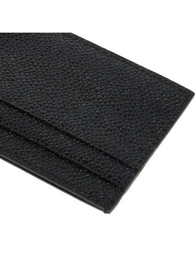 Stripe Note Compartment Pebble Grain Leather Card Wallet Black - THOM BROWNE - BALAAN 10