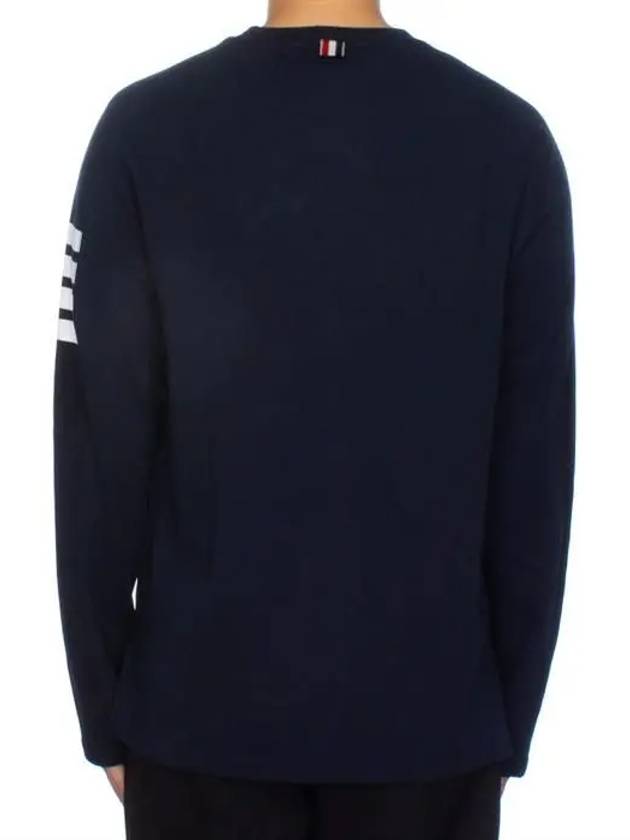 4-Bar Striped Cotton Long Sleeve T-Shirt Navy - THOM BROWNE - BALAAN 6