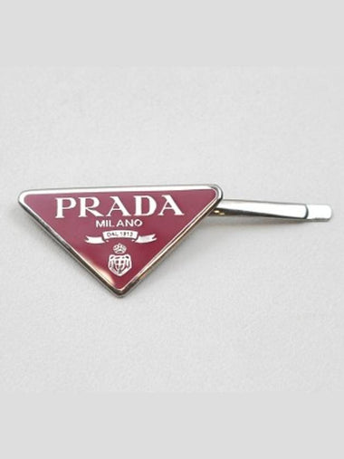 Triangle logo petal pink hairpin left 1IF051 - PRADA - BALAAN 1