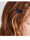 Triangle Logo Hair Clip Silver Black - PRADA - BALAAN 4