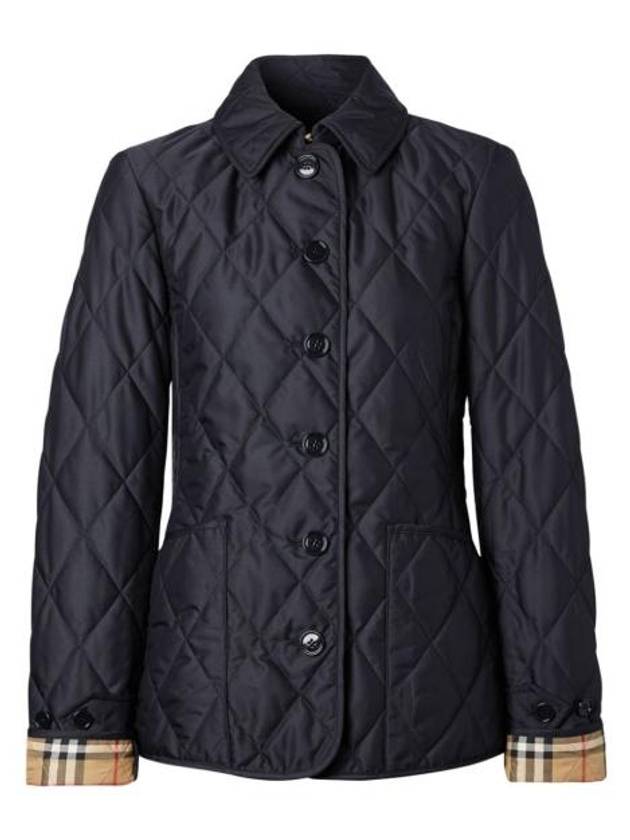 Women's Diamond Quilted Thermoregulated Check Jacket Midnight - BURBERRY - BALAAN 7