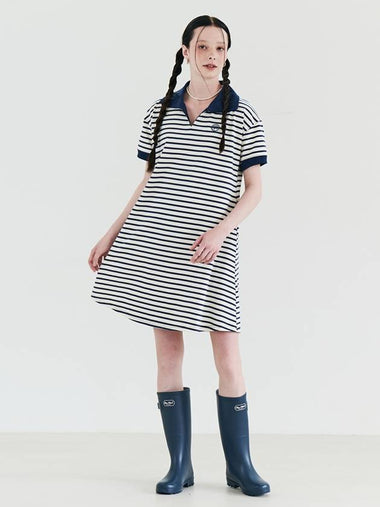 Stripe Collar Summer Short Dress Navy - METAPHER - BALAAN 1