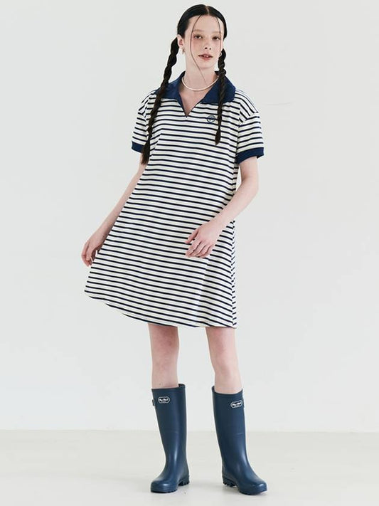 Stripe Collar Summer Short Dress Navy - METAPHER - BALAAN 1