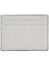 Rockstud Leather Card Wallet Grey - VALENTINO - BALAAN 3