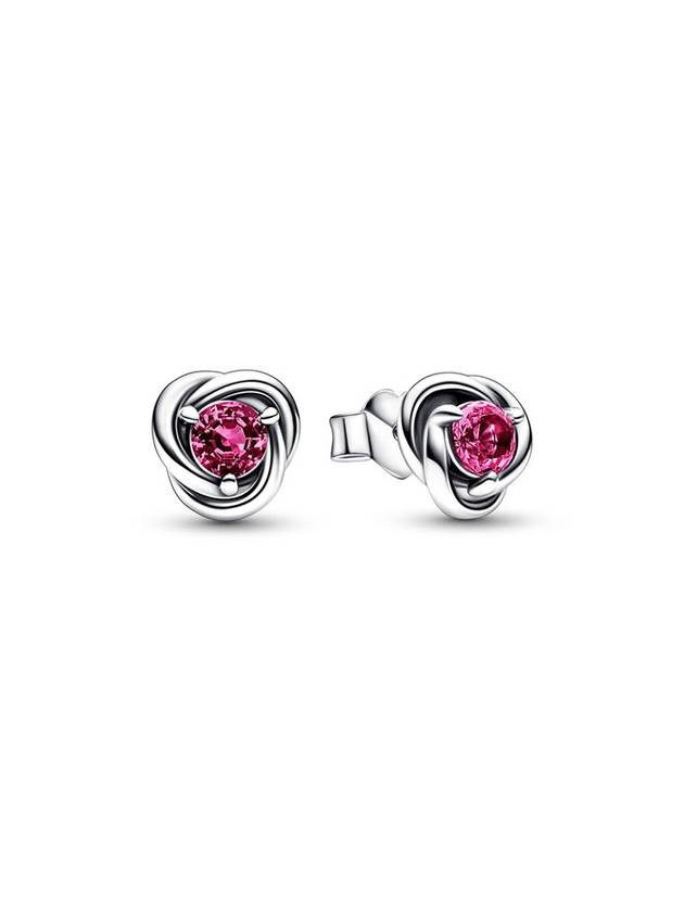 October Birthstone Eternity Stud Earrings Pink Silver - PANDORA - BALAAN 1