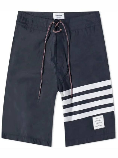 Men's Diagonal Drawstring Waist Board Swim Shorts Navy - THOM BROWNE - BALAAN 1