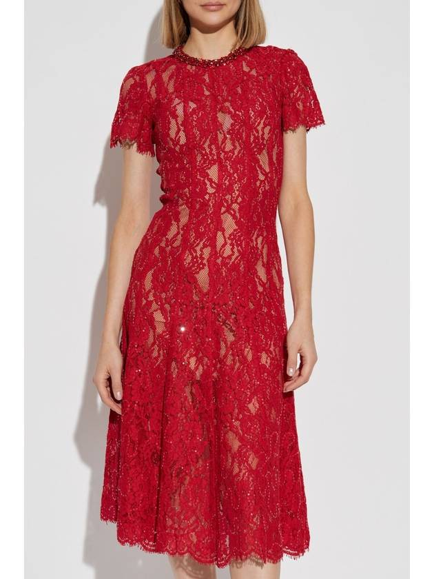 Self Portrait Lace Dress With Shimmering Crystals, Women's, Red - SELF PORTRAIT - BALAAN 3