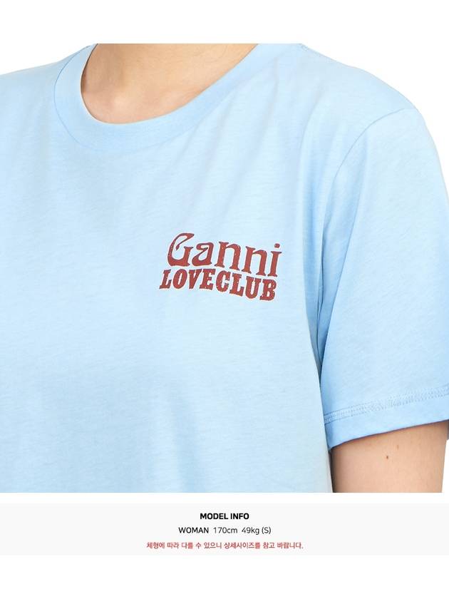 Love Club Cotton Short Sleeve T-Shirt Blue - GANNI - BALAAN 7