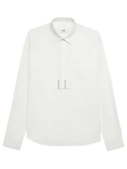 Heart Logo Tonal Cotton Poplin Long Sleeve Shirt White - AMI - BALAAN 2