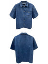 Triangle logo pocket short sleeve denim shirt light blue men s jacket GEC067 15N1 F0V3N - PRADA - BALAAN 5