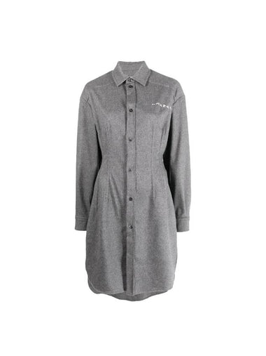 Logo Shirt Midi Dress Grey - MARNI - BALAAN 1