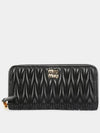 Matelasse Leather Logo Zipper Long Wallet Black - MIU MIU - BALAAN 3