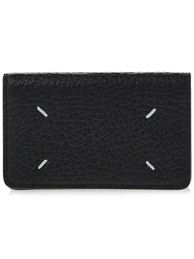 Stitched Leather Card Wallet Black - MAISON MARGIELA - BALAAN 1