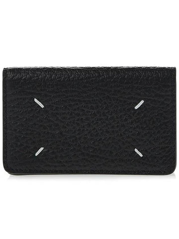 Stitched Leather Card Wallet Black - MAISON MARGIELA - BALAAN 1