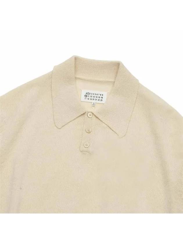 Back Stitch Wool Polo Knit Top Off White - MAISON MARGIELA - BALAAN 4