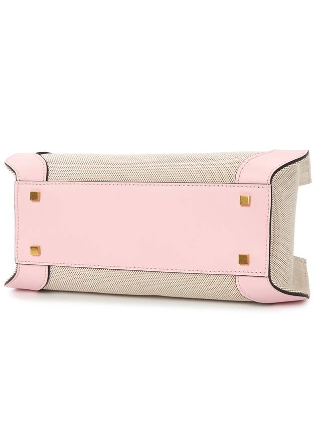 Signature V Logo Bicolor Tote Bag Beige Pink - VALENTINO - BALAAN 6