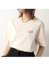 Handwriting Logo Cotton Short Sleeve T-Shirt Beige - MAISON KITSUNE - BALAAN 5