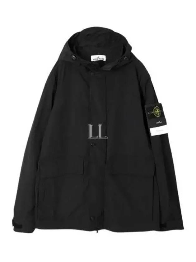 Logo Patch Hooded Jacket Black - STONE ISLAND - BALAAN 2