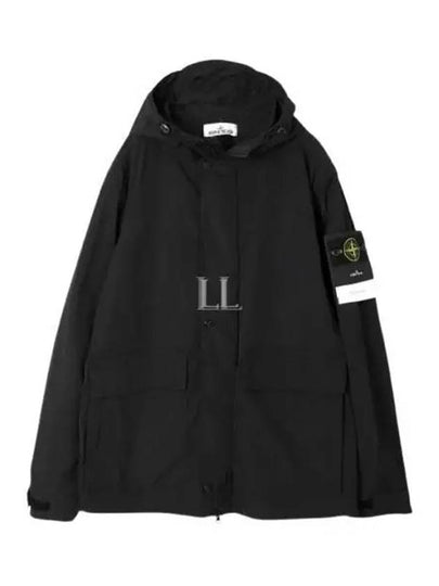 Logo Patch Hooded Jacket Black - STONE ISLAND - BALAAN 2