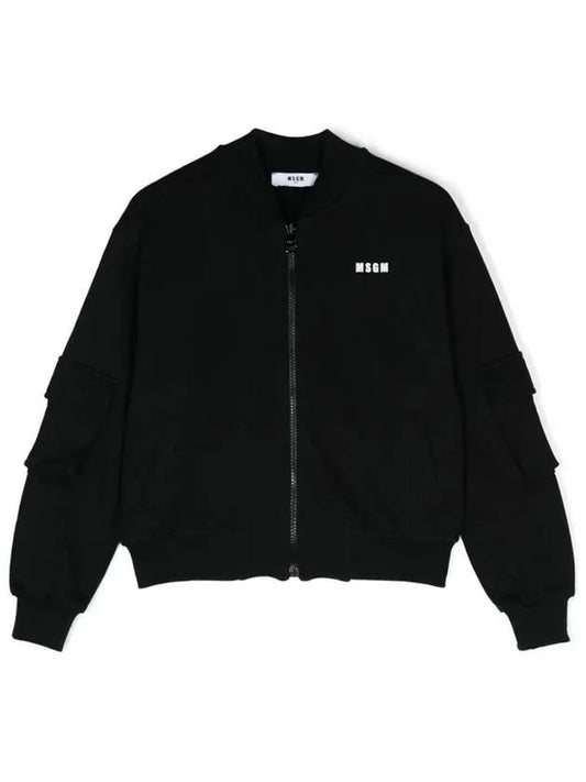 Kids Women s Logo Bomber Jacket Black F4MSJUBO074 110 - MSGM - BALAAN 2