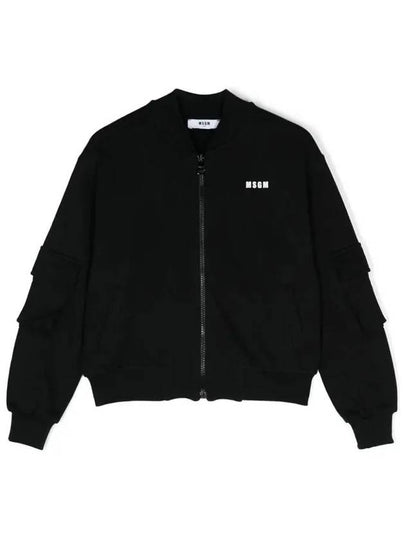 Kids Logo Bomber Jacket Black F4MSJUBO074 110 - MSGM - BALAAN 2