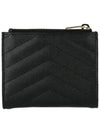 Cassandre Matelasse Grain De Poudre Embossed Leather Half Wallet Black - SAINT LAURENT - BALAAN 4