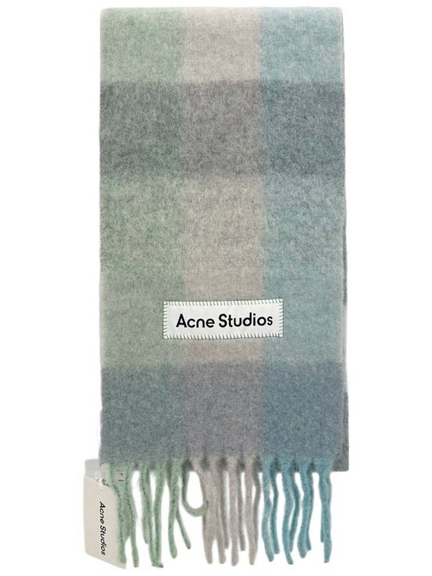 Mohair Check Muffler Turquoise Grey Mint - ACNE STUDIOS - BALAAN 2