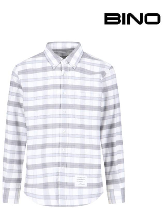 Oxford Tartan Check Cotton Long Sleeve Shirt Grey - THOM BROWNE - BALAAN 2