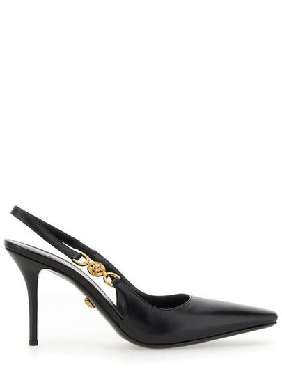 Medusa Detail Calf Leather Slingback Heels Black - VERSACE - BALAAN 2