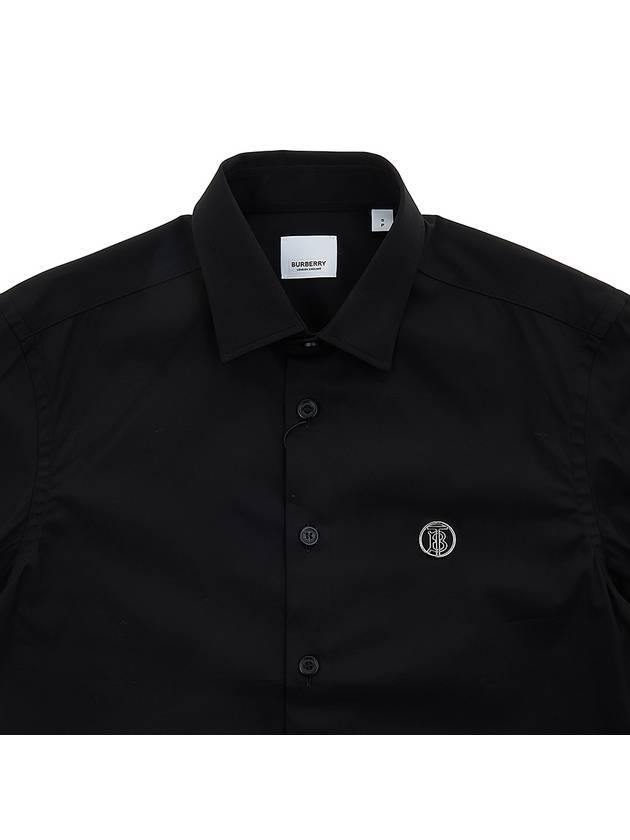 Monogram Motif Stretch Cotton Blend Long Sleeve Shirt Black - BURBERRY - BALAAN 4