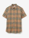 Small Scale Check Stretch Short Sleeve Shirt Archive Beige - BURBERRY - BALAAN 2