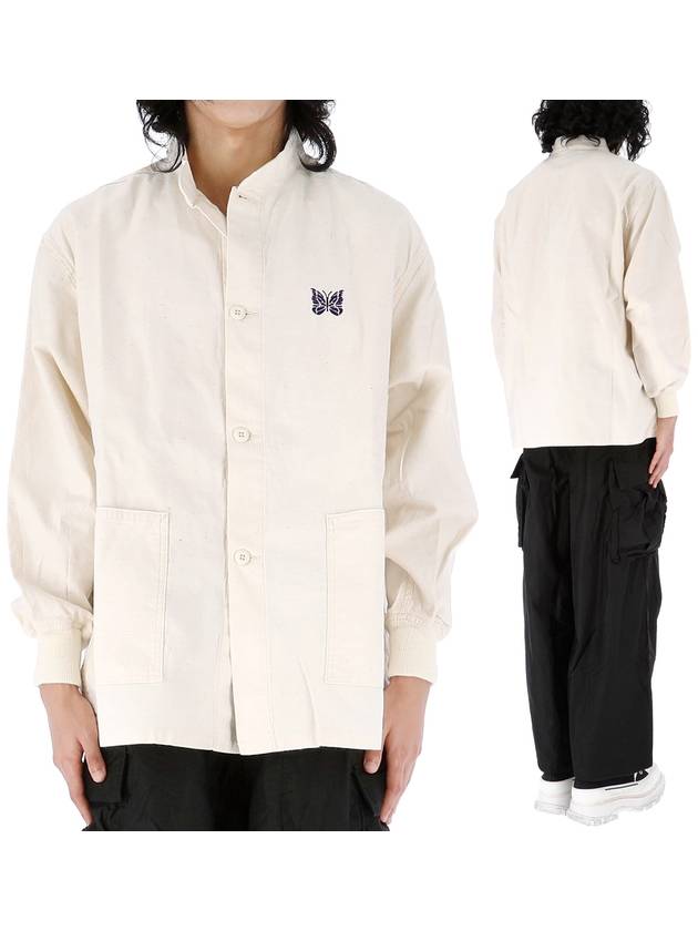 Embroidered Logo Over Fit Cotton Long Sleeve Shirt White - NEEDLES - BALAAN 2