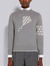 Men's Diagonal Kite Icon Jacquard Knit Cotton Sweatshirt Light Grey - THOM BROWNE - BALAAN 5