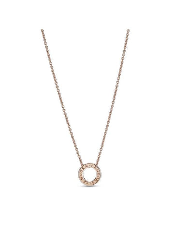 Rose Logo Pave Circle Collier Necklace Rose Gold - PANDORA - BALAAN 1