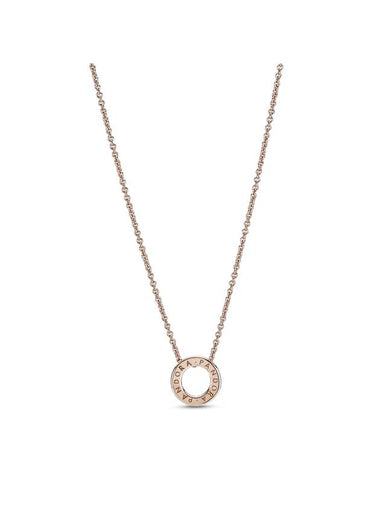 Logo Pave Circle Collier Necklace Rose Gold - PANDORA - BALAAN 1